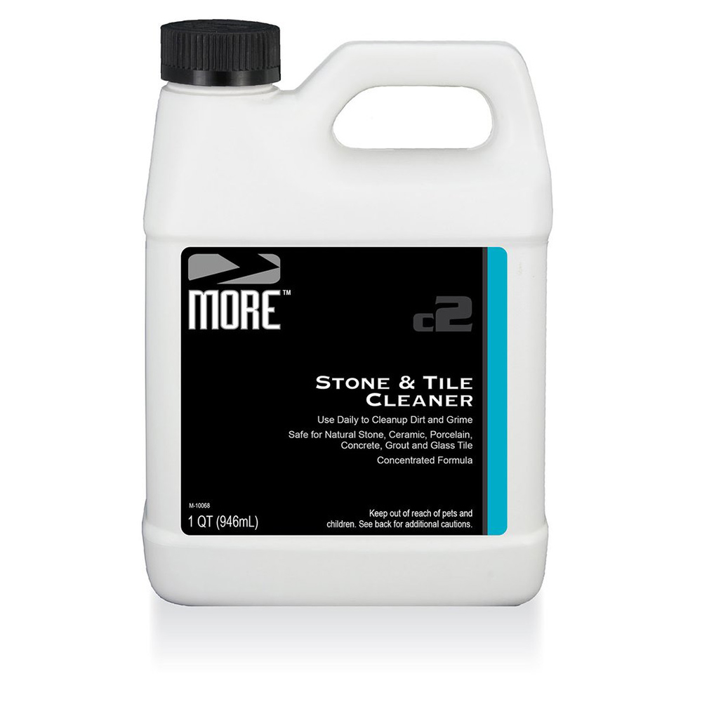 MORE™ STONE + TILE CLEANER A concentrated daily cleaner formulated specfically for cleaning natural stone, tile and concrete surfaces. Neutral pH formula safely dissolves dirt and grime with not streaking. No rinsing is required. QUART |MOR.CLEAN-QT 1 GALLON |MOR.CLEAN-GAL