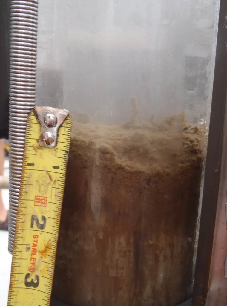 A layer of oil on a sediment core (from a site NE of the wellhead)