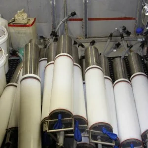 Brine trapper bottles in the cold room waiting to be sampled