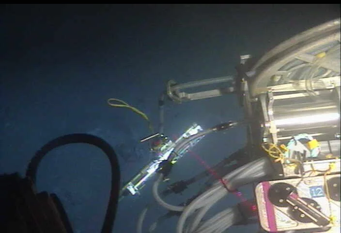 CTD and brine sampler entering a mud volcano crater