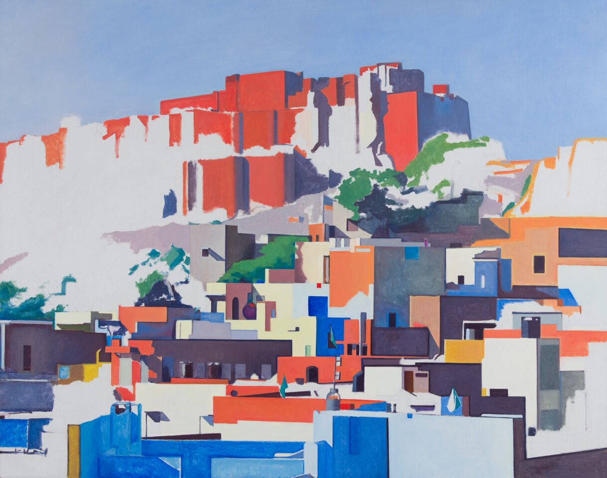 View of Jodhpur, 2017. Oil on canvas, 45 x 57 inches