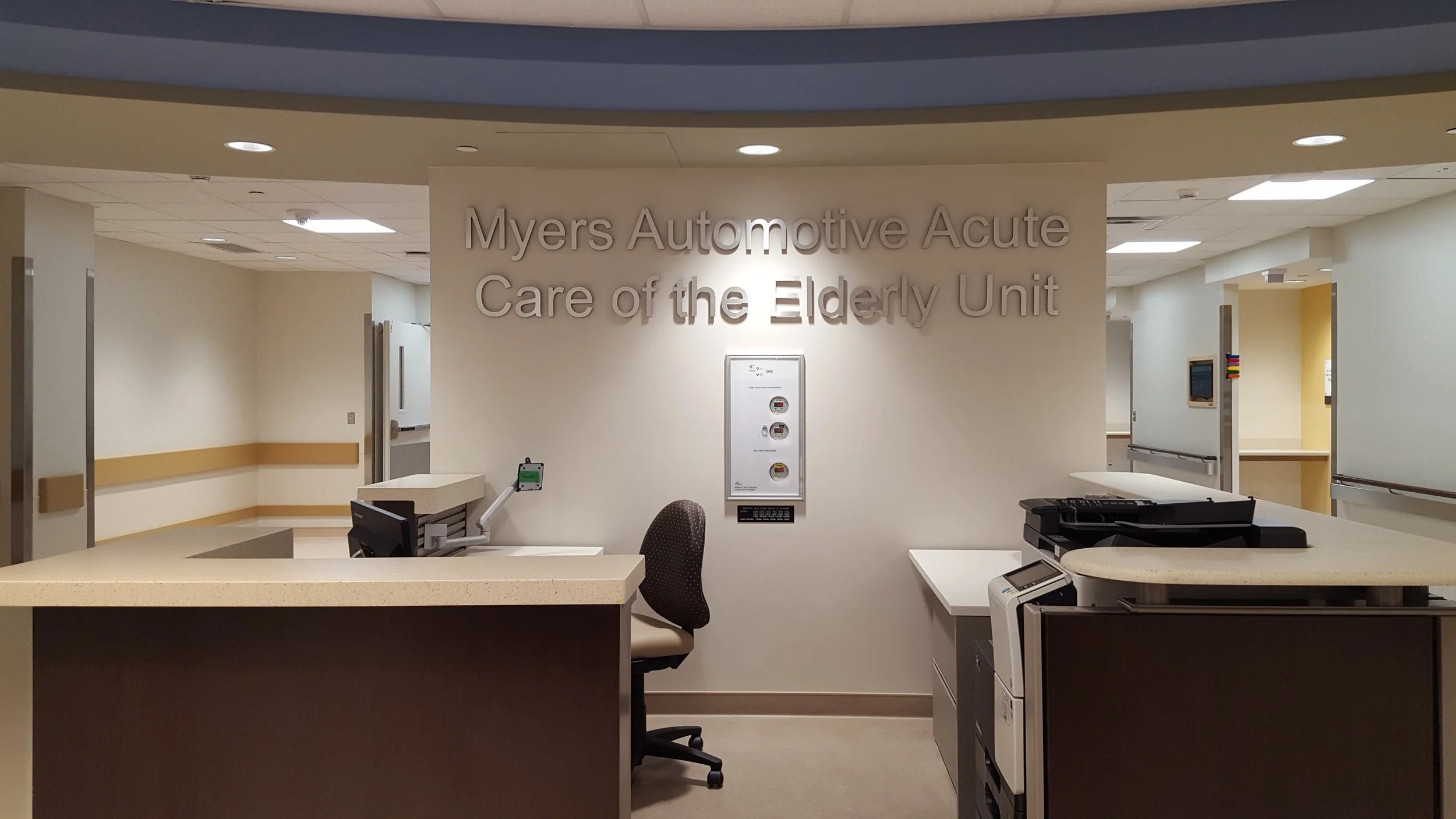 Interior view of the Myers Automotive Acute Care of the Elderly Unit, designed for senior care.