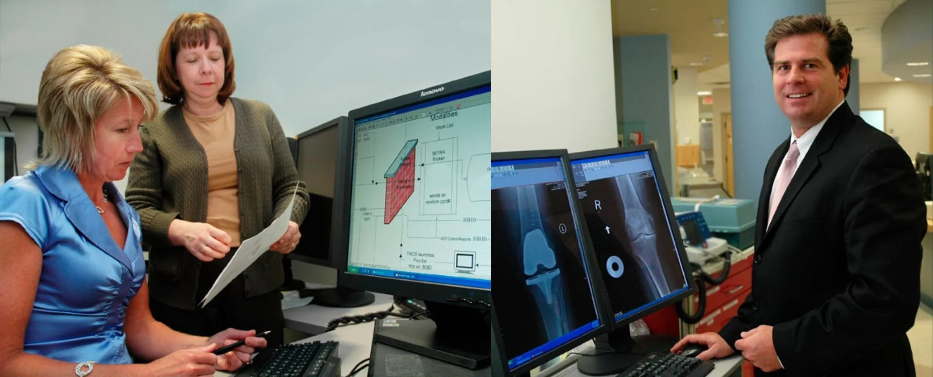 Shawn O’Rourke and David Price, former Diagnostic Imaging leaders at Queensway Carleton Hospital, standing together.