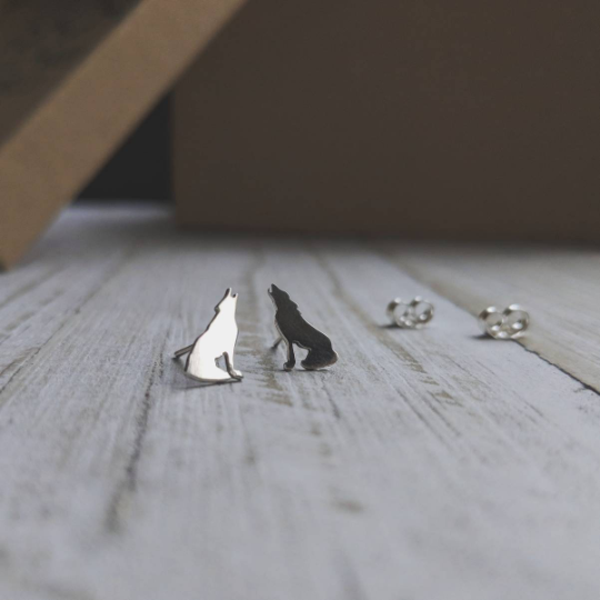 Howling Wolf Stud Earrings