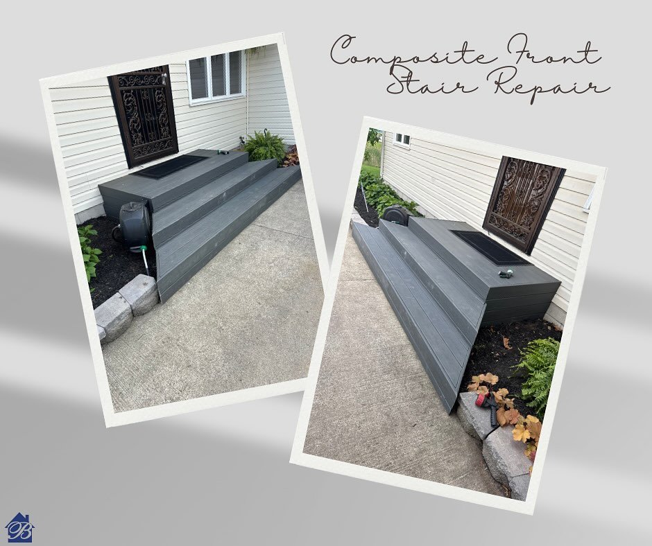 Stepping up the curb appeal 👣 This composite stair repair is smooth, sturdy, and made to impress.