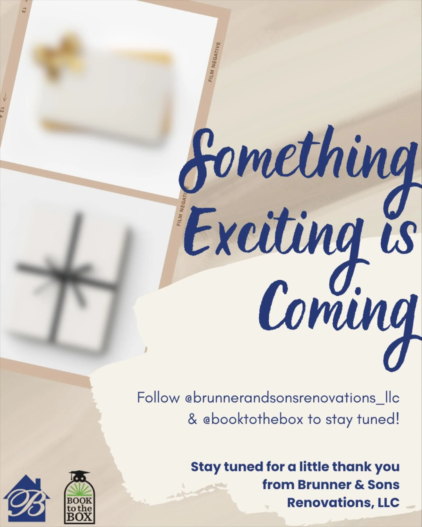 👀 Something exciting is coming soon&hellip;

We can&rsquo;t wait to share a little thank you for all the love &amp; support you&rsquo;ve shown Brunner and Sons Renovations &amp; Book to the Box! 💙

Any guesses what it might be? 👇