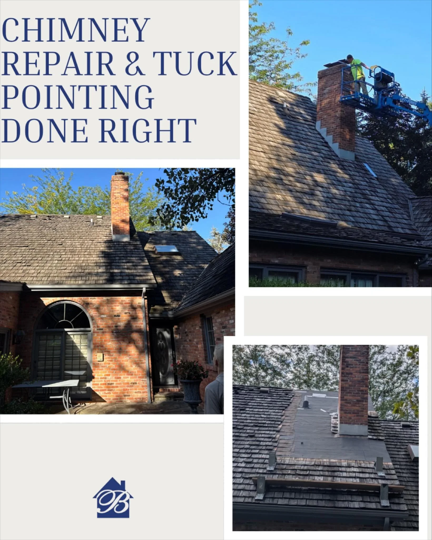 Keeping your chimney strong, safe & looking sharp! Our team restored this brickwork with expert tuckpointing and repair to ensure it stands the test of time! 🔨🧱