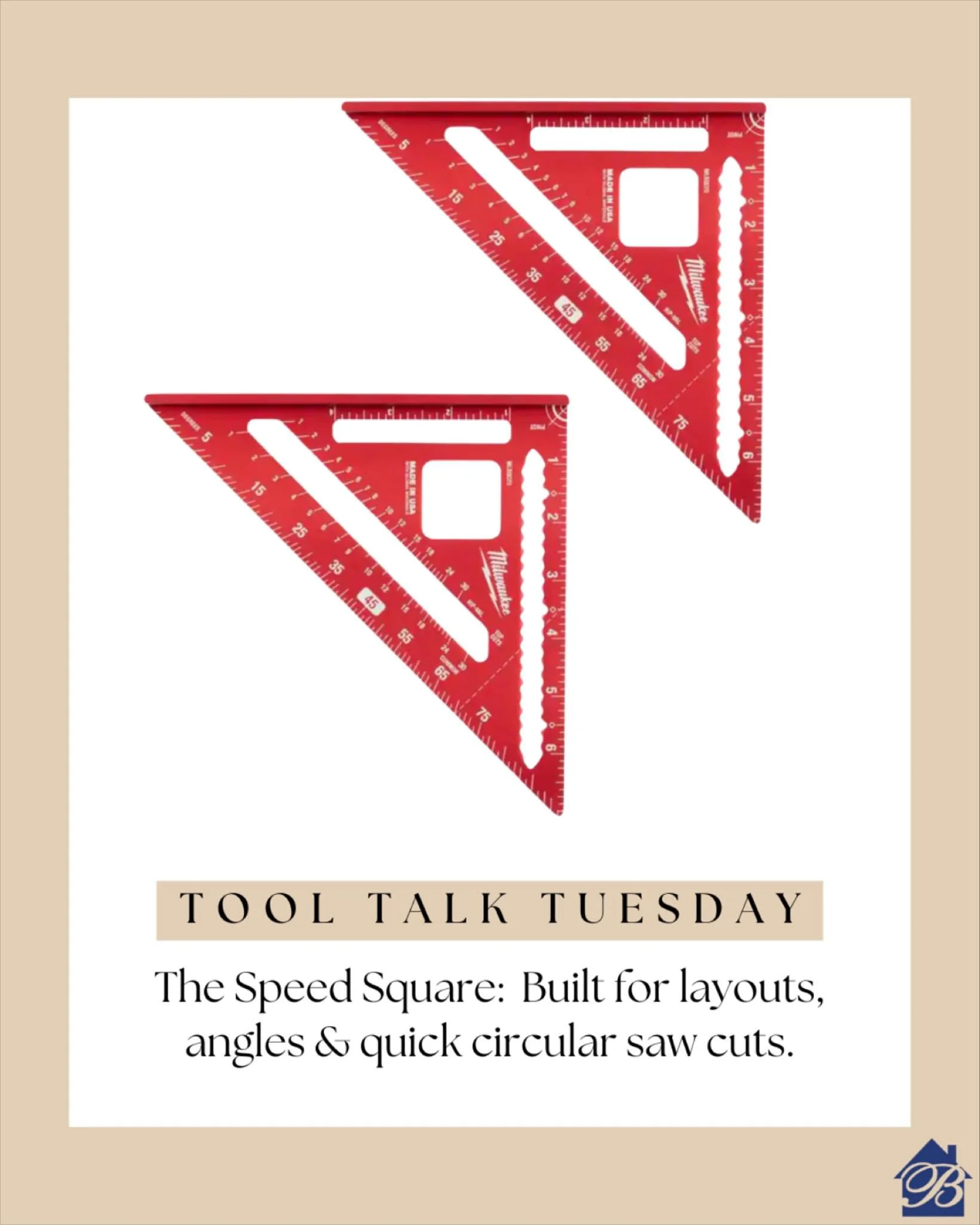 Happy Tool Talk Tuesday! For quick layouts & clean circular saw cuts, the speed square is always in the belt. Simple, sturdy, and makes every cut count! 🔵