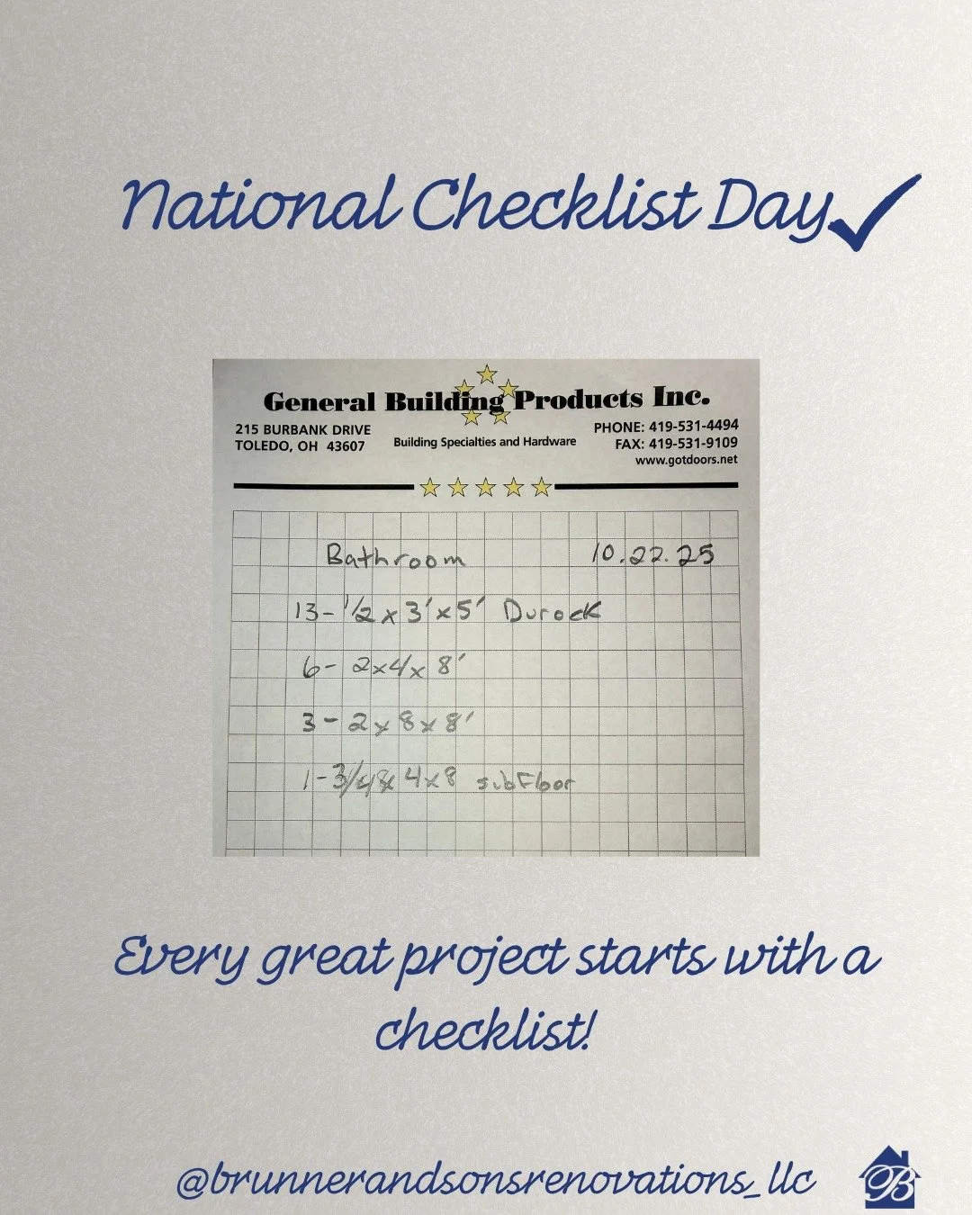Happy National Checklist Day! ✅ From big renovations to small repairs, we know the secret to a smooth project is a good plan &amp; a great checklist. What&rsquo;s on your home improvement list?