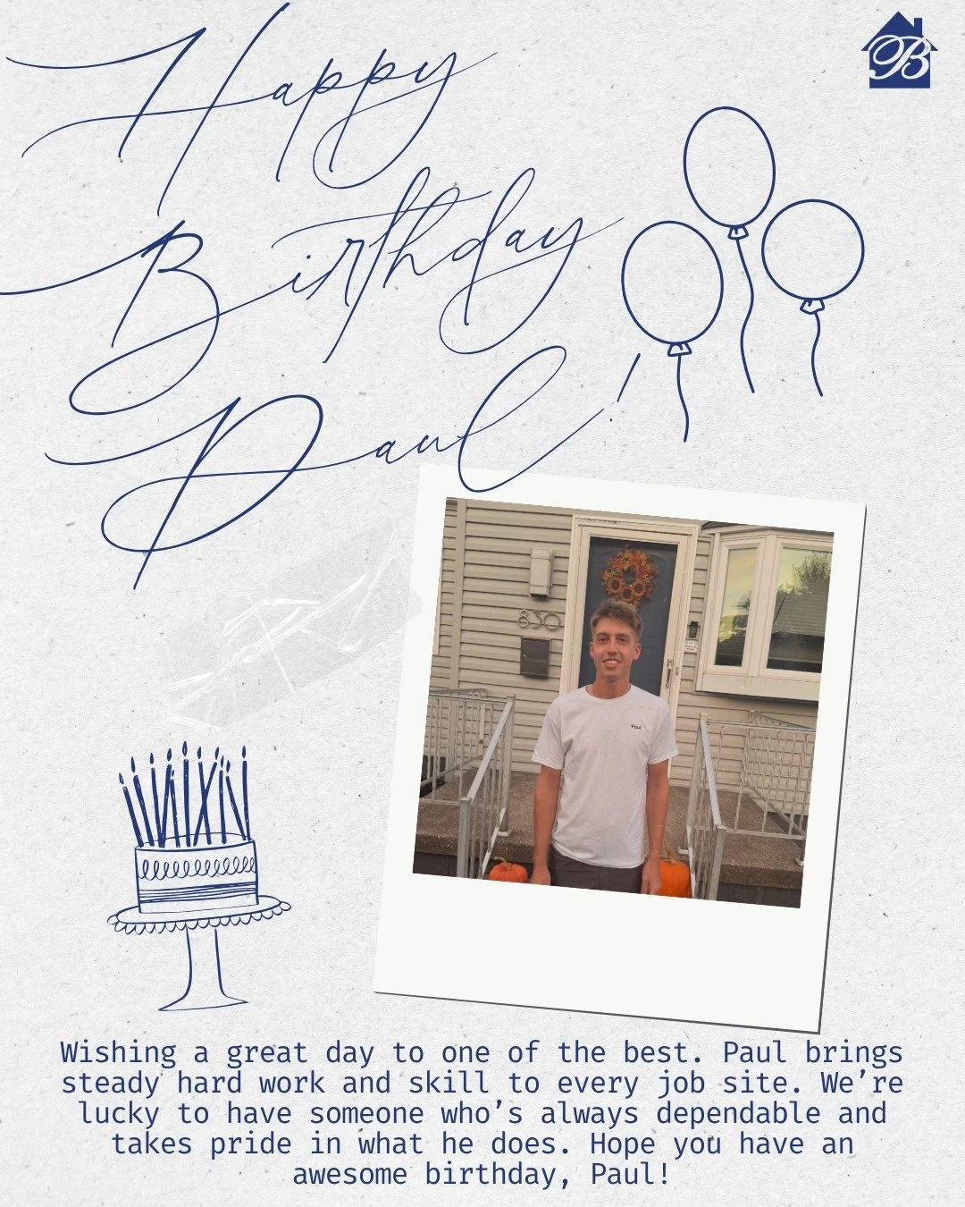Happy Birthday to Paul, a key part of the Brunner &amp; Sons crew! Your hard work, dedication, and skill make every project stronger. Wishing you a great year ahead! 😁🎂🎉