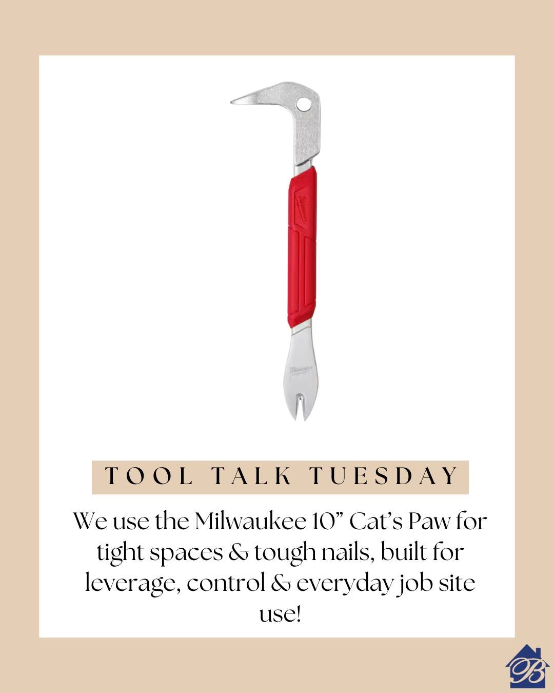 Tool Talk Tuesday 🔧
Today we&rsquo;re spotlighting the Milwaukee 10&rdquo; Nail Puller Cat&rsquo;s Paw,  small tool, big impact. Perfect for clean demo and stubborn nails!