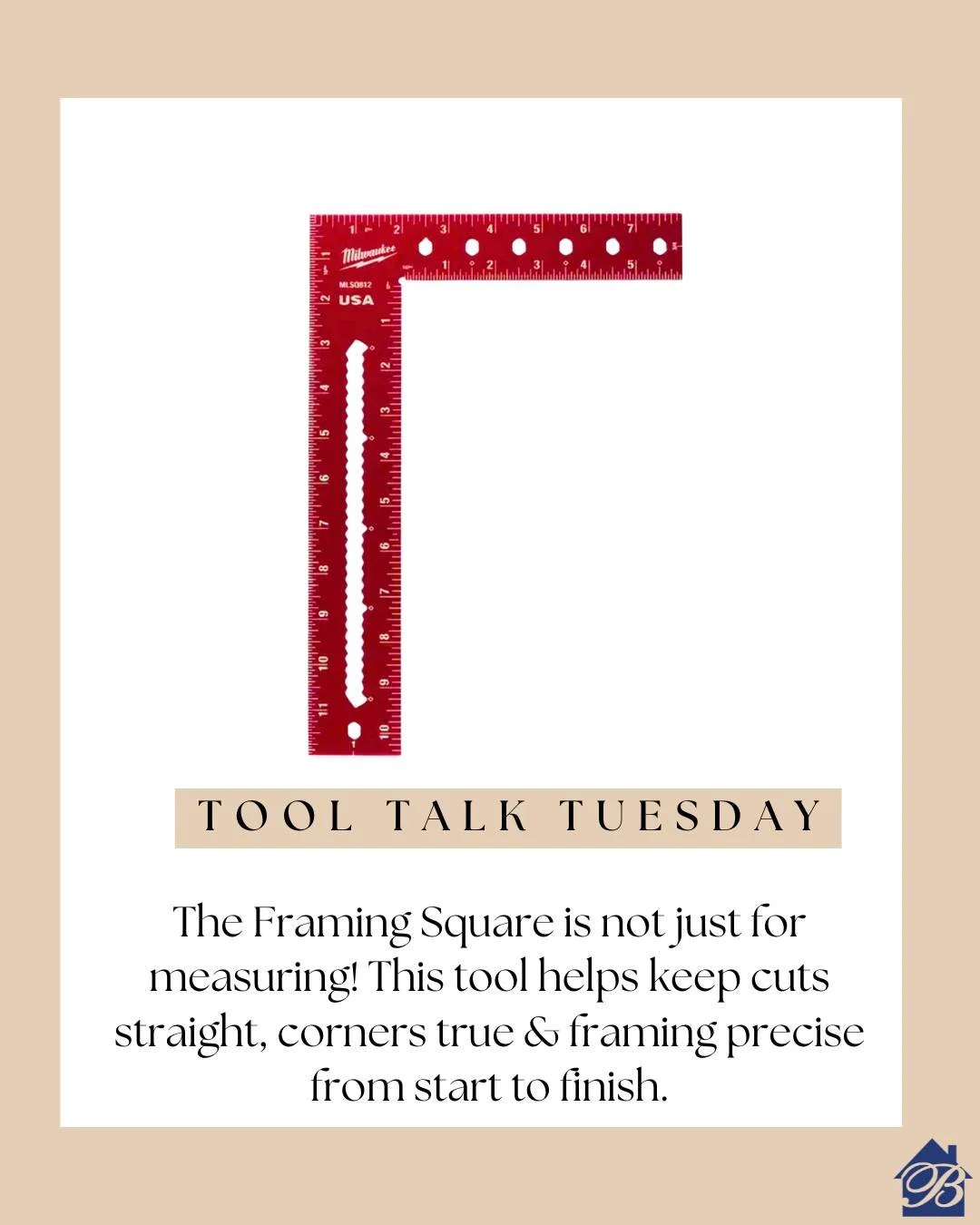 Tool Talk Tuesday 🔧 The framing square may look simple, but it&rsquo;s one of the most important tools on the job! Used to mark straight cuts, measure angles, and keep framing true, it&rsquo;s all about getting it right the first time!