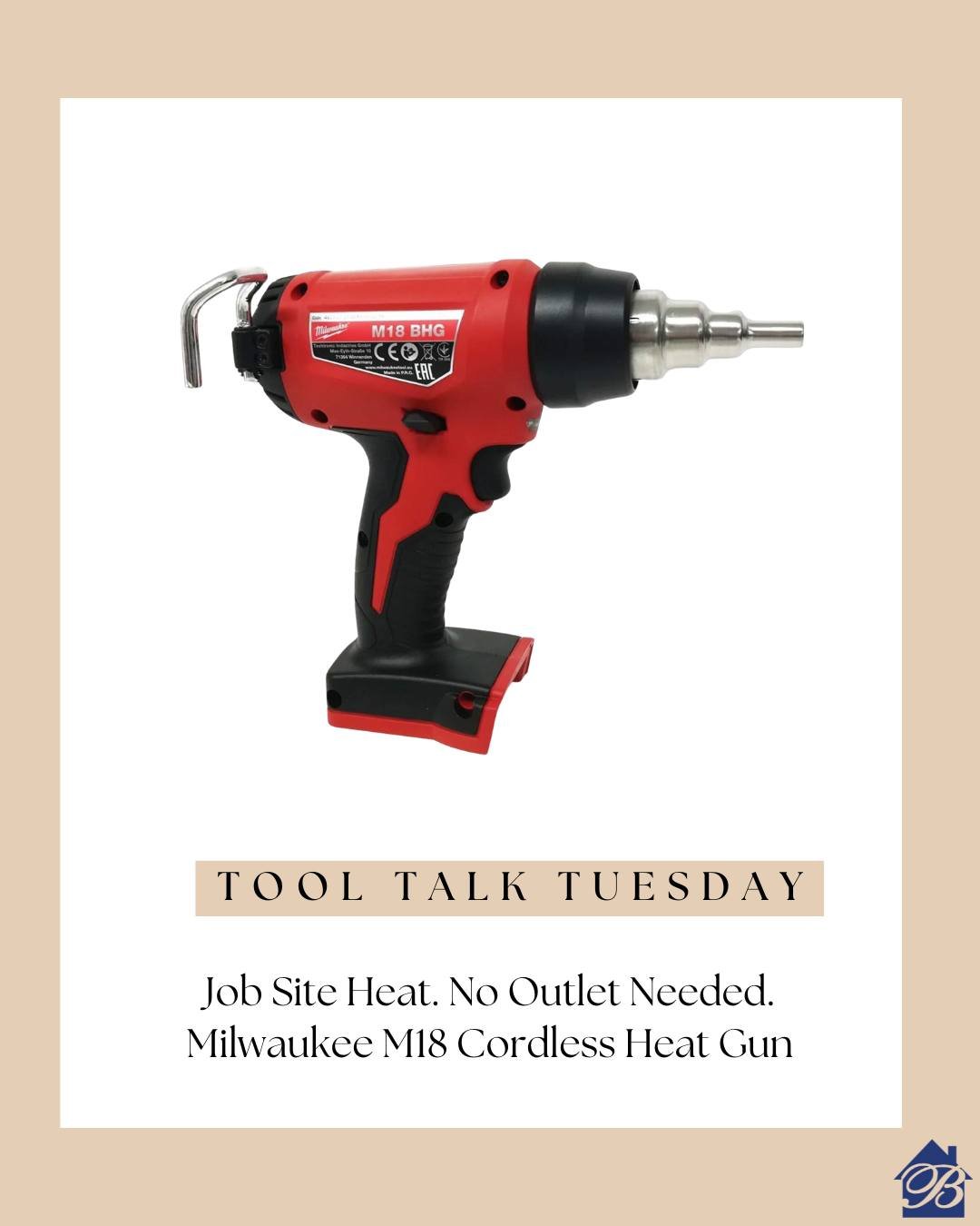 The Milwaukee Tool M18 Cordless Heat Gun makes job site fixes quick &amp; easy.
No cords, fast heat up, and ready when you need it, just grab it and keep the work moving! 💪🔥