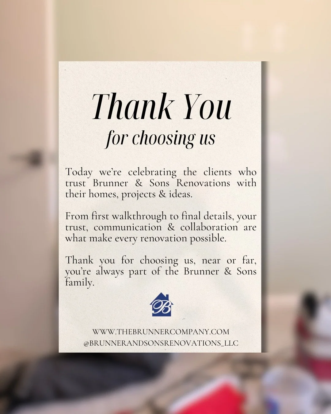 Today is International Clients Day, and we&rsquo;re feeling incredibly grateful.
Thank you to every customer who has trusted Brunner &amp; Sons Renovations with their home, we couldn&rsquo;t do this without you!