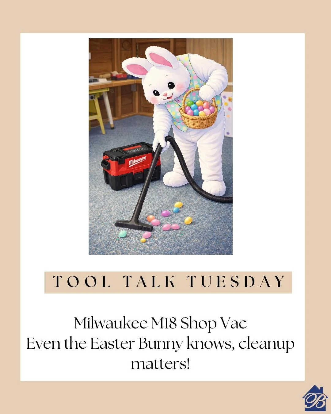 Tool Talk Tuesday 🛠️🐰
Even the Easter Bunny knows&hellip; the job&rsquo;s not done until the cleanup is!
This week we&rsquo;re featuring the Milwaukee M18 Shop Vac, a must have for keeping your workspace clean, efficient, and ready for whatever&rsq