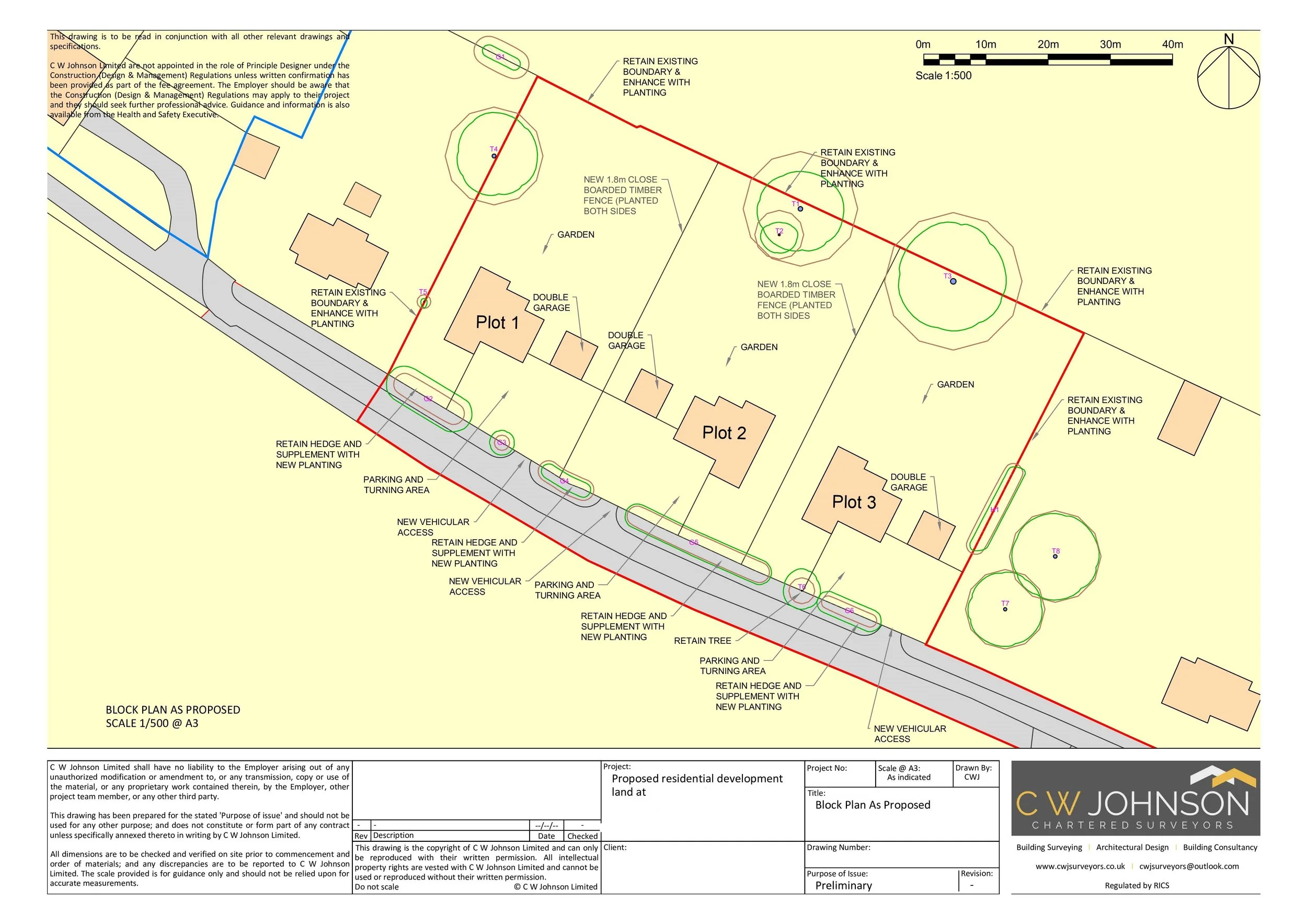 Planning Application for 3 x detached properties