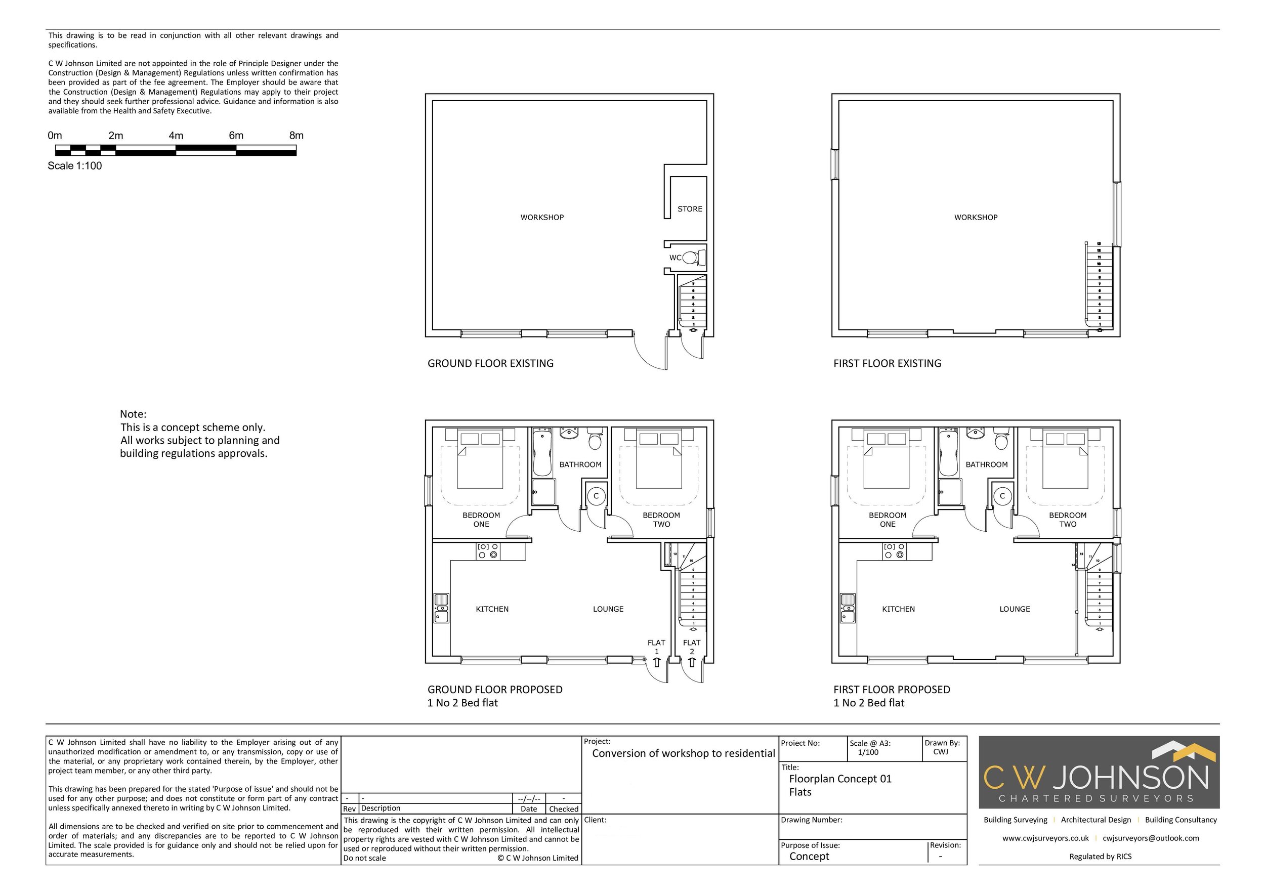 Concept drawing for conversion of warehouse to flats