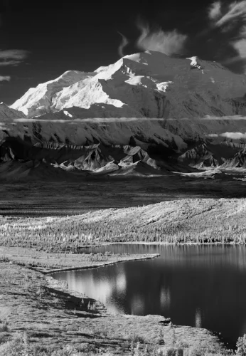 Early morning infrared capture of Denali and Wonder Lake.