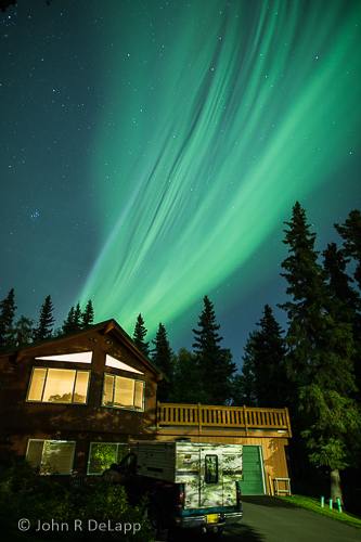 Aurora display over a home in Anchorage, Alaska, Sept. 11. 2018