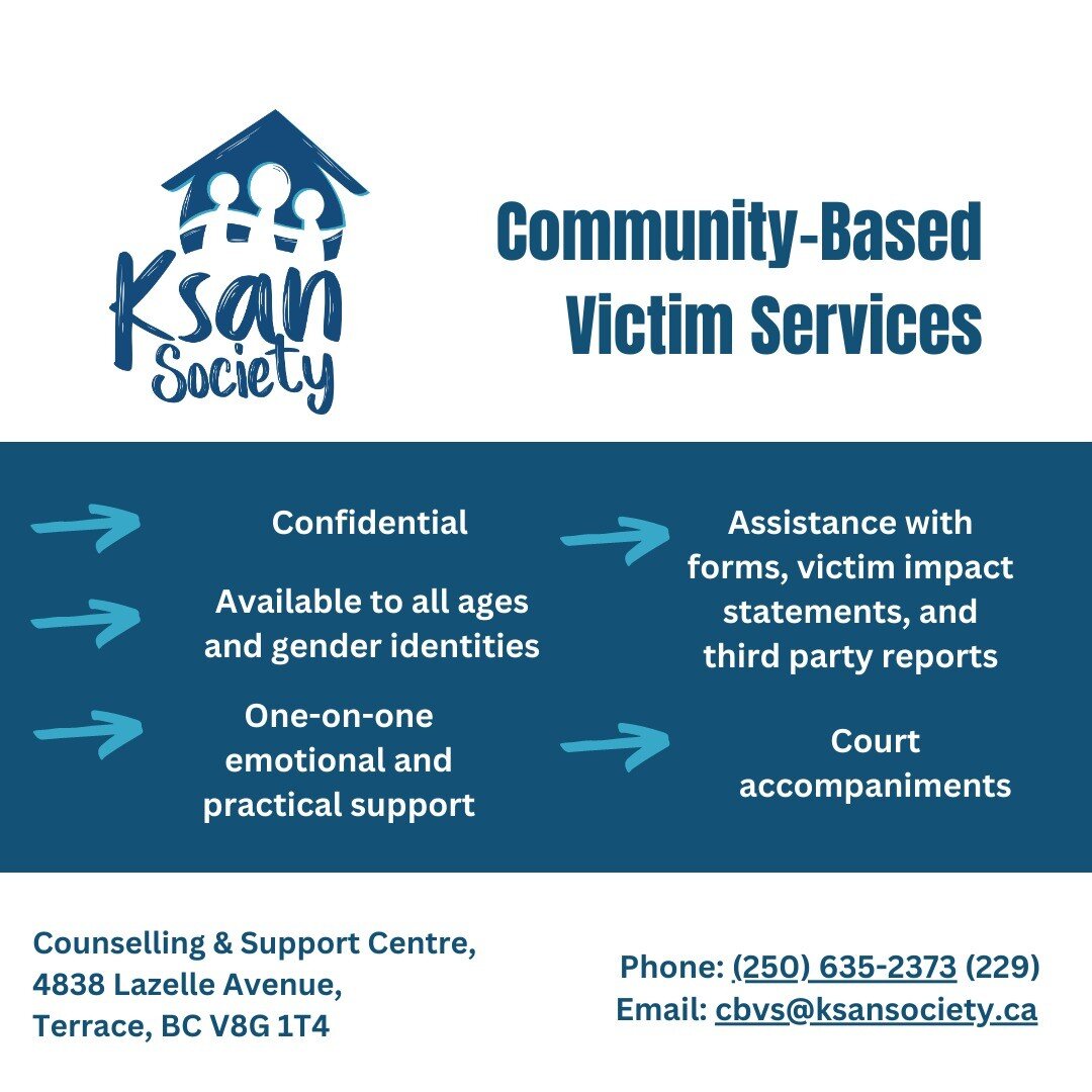 May 14-20 is Victims and Survivors of Crime week, a week to recognize and raise awareness of the impacts of crime on individuals and families, as well as the services and laws in place to support victims and survivors of crime. 

Ksan Society offers 