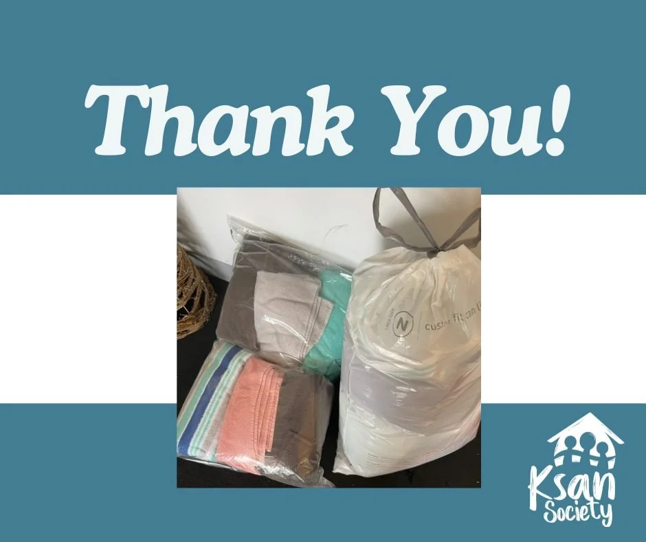 Thank you to community member Claudia, who dropped off bags of new towels for the women and children staying at Ella's Place! Donations like these make a big difference in making folks feel comfortable in their new space.