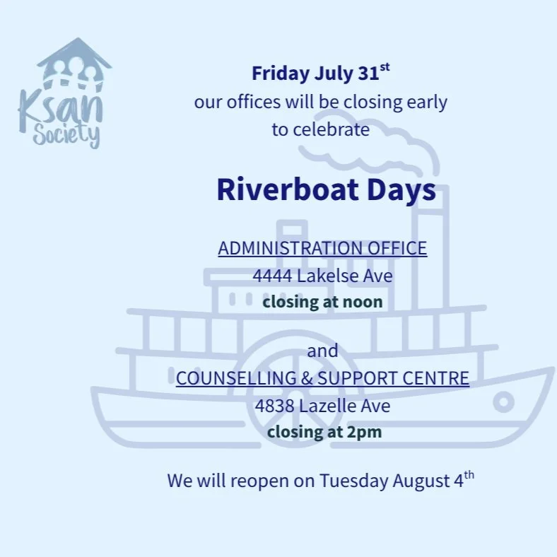 🎉 With Riverboat Days kicking off tomorrow, our administrative offices will be closing early to give staff an opportunity to enjoy this special community celebration.

Please see the infographic below for details. We wish everyone a safe and enjoyab