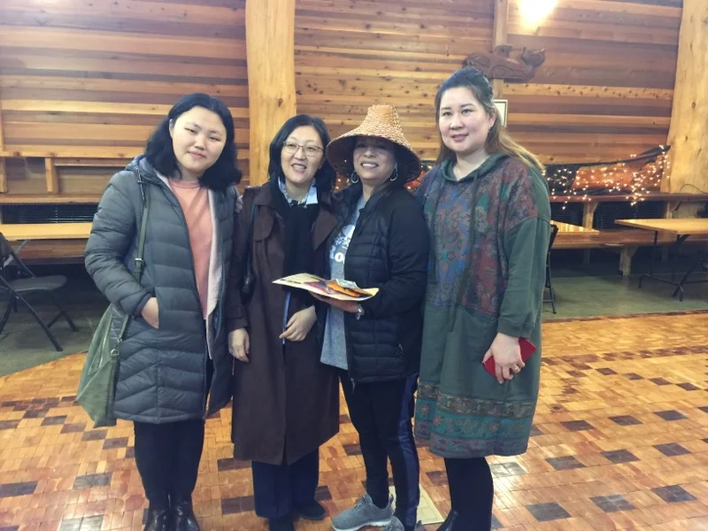 Visitors from the Bulgan Province of Mongolia with the University of Washington DEOHS visit the Duwamish at the Duwamish Longhouse and Cultural Center, January 2019.