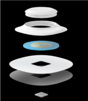 Patented Biomimetic Sensor, contained in a low-profile patch - from Sano https://sano.co/images/our-story/patch-exploded-view.png