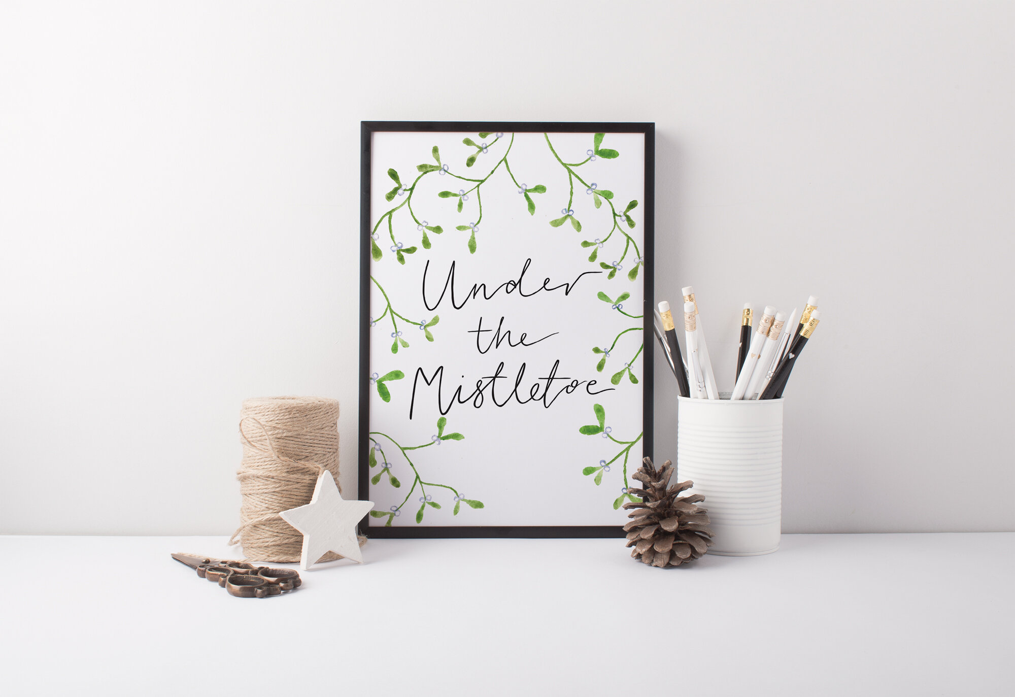 Under the Mistletoe Festive Xmas Wall Print