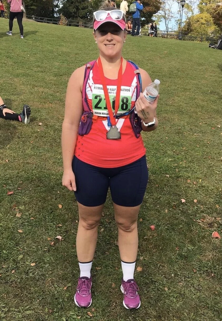 Chelsea B., after running a sub-2 hour half marathon in October 2019