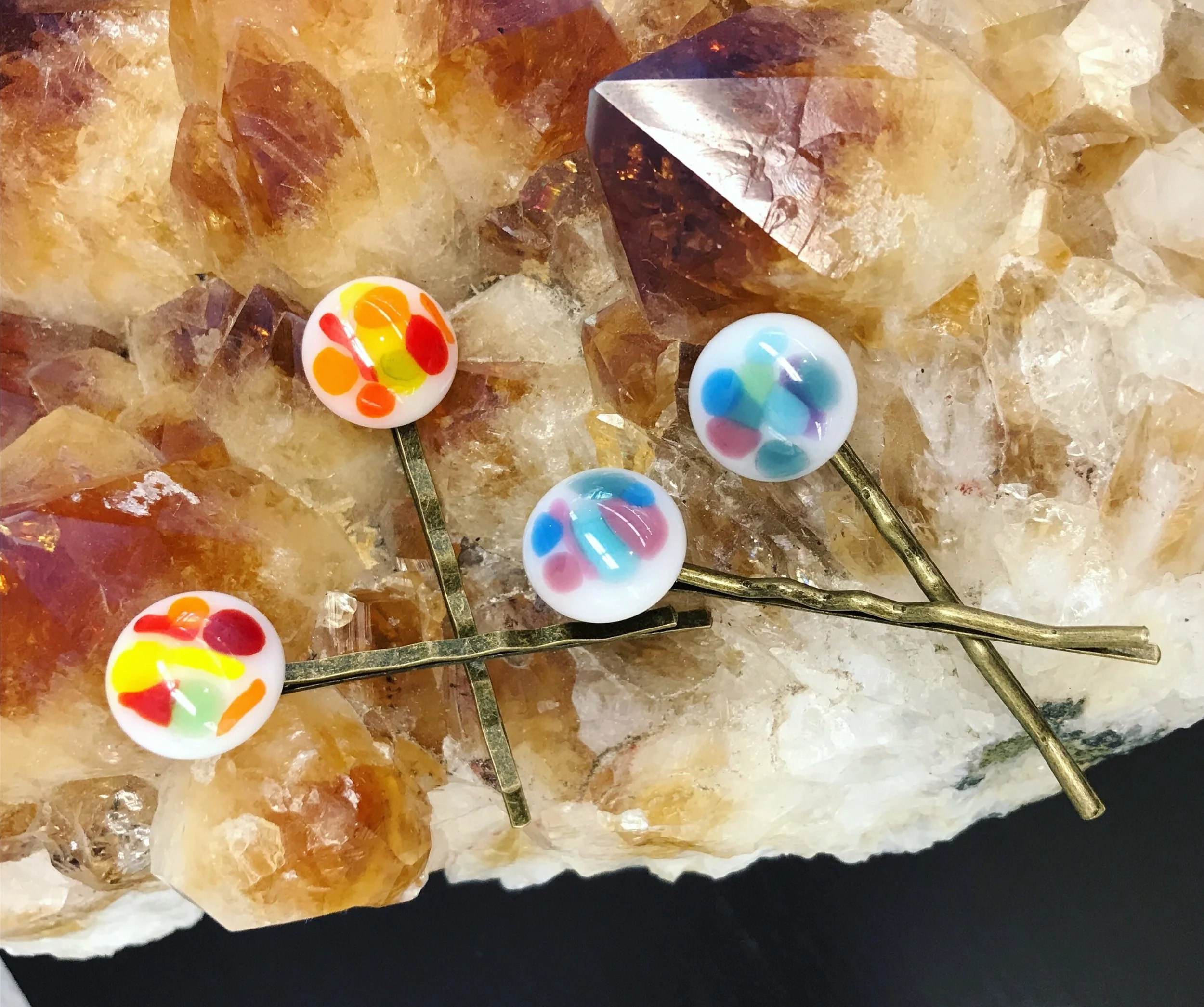 Bobbi pins and matching necklaces add a unique accent to your big day