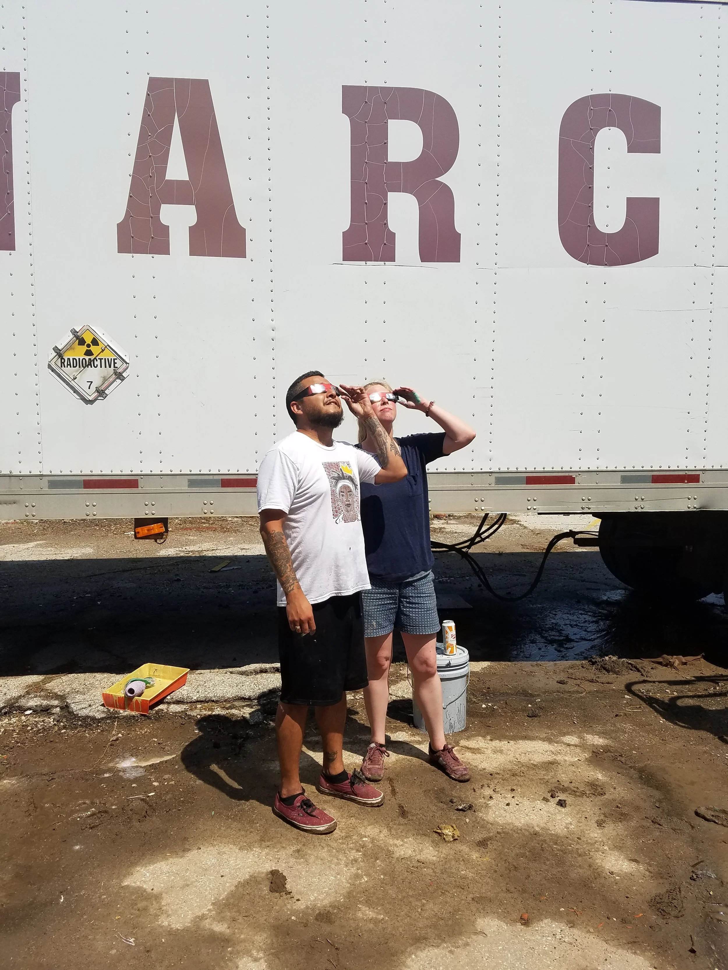 Artist Duo Watching Eclipse