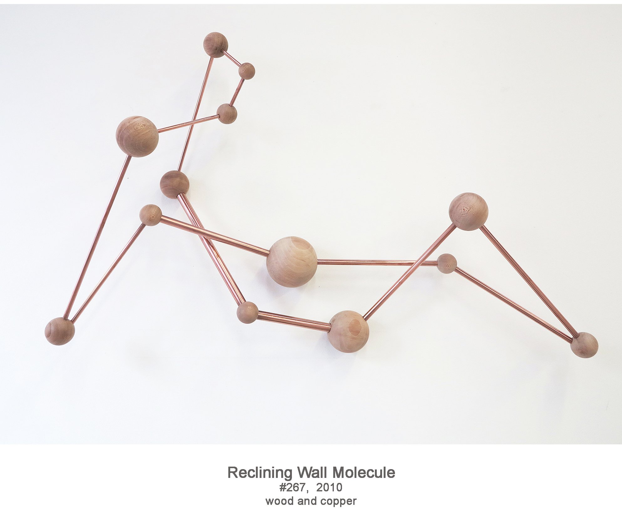 Reclining Wall Molecule, 2010, wood & copper, #267