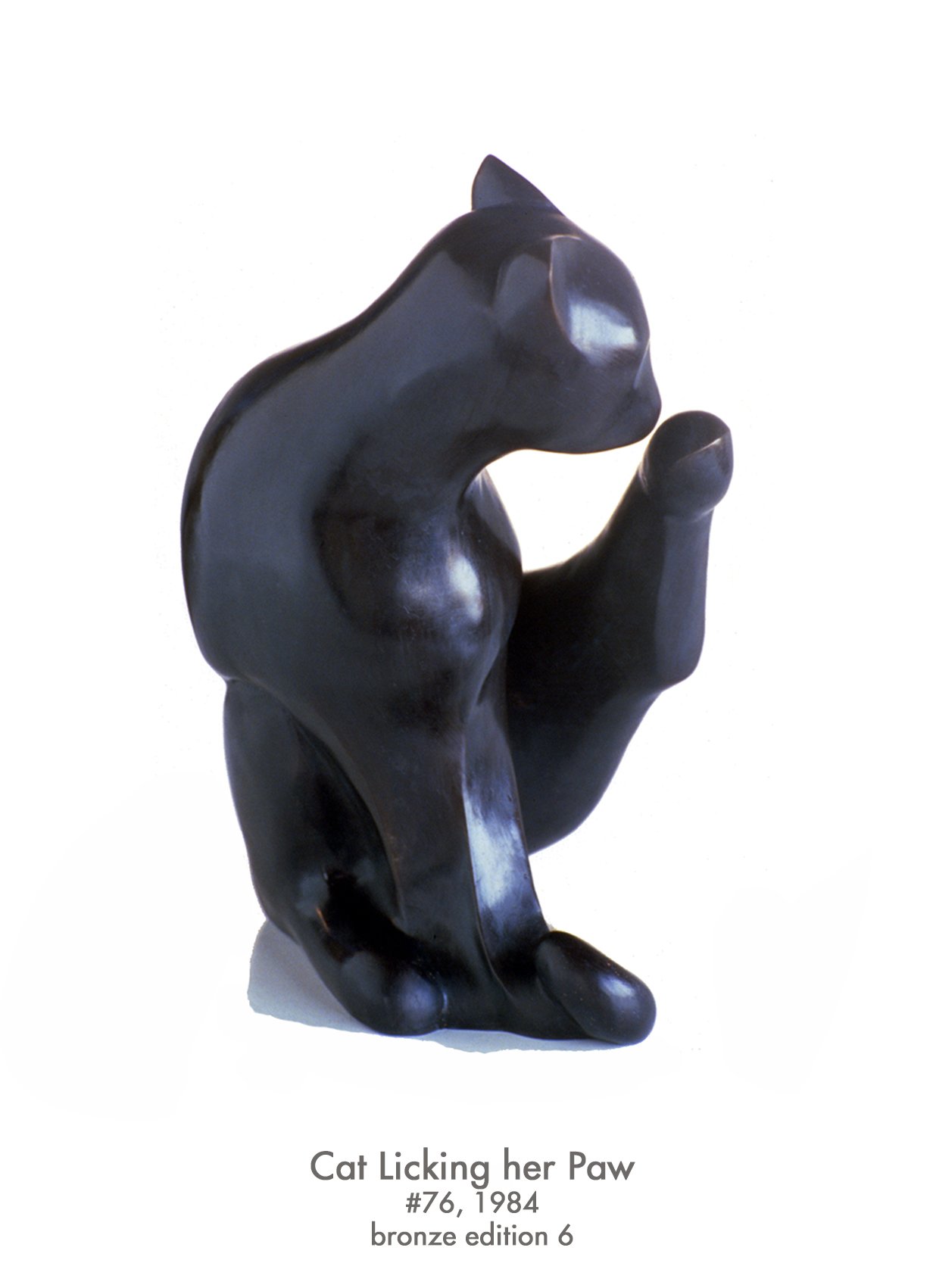 Cat Licking Her Paw, 1984, bronze edition 6, #76 