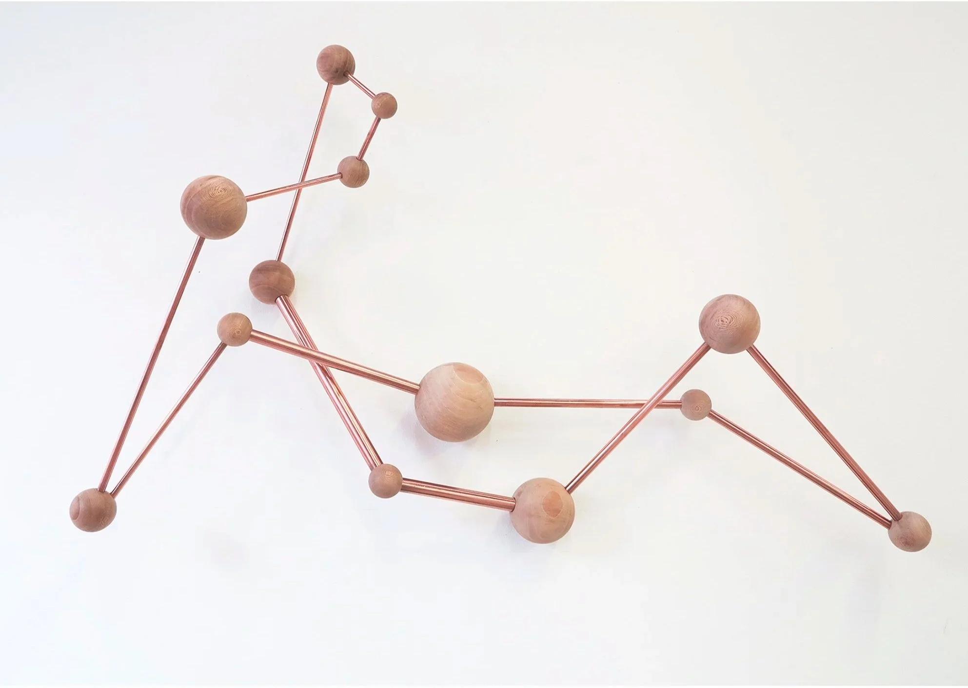 Reclining Wall Molecule #267, 2010, wood & copper