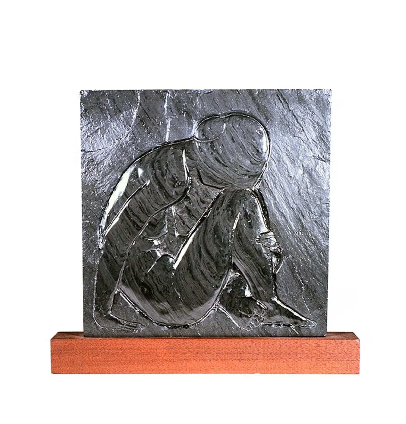 Woman with Head to Knee #8, 1974, slate 