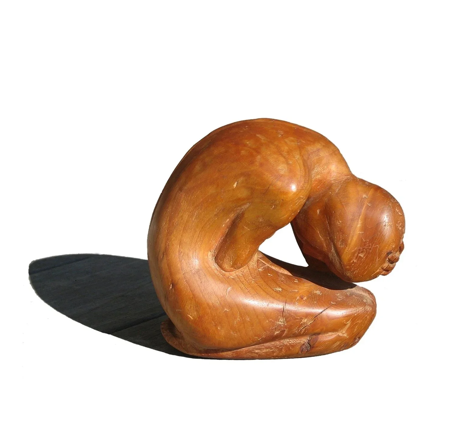 Woman Hunched Over #1, 1972, apple wood