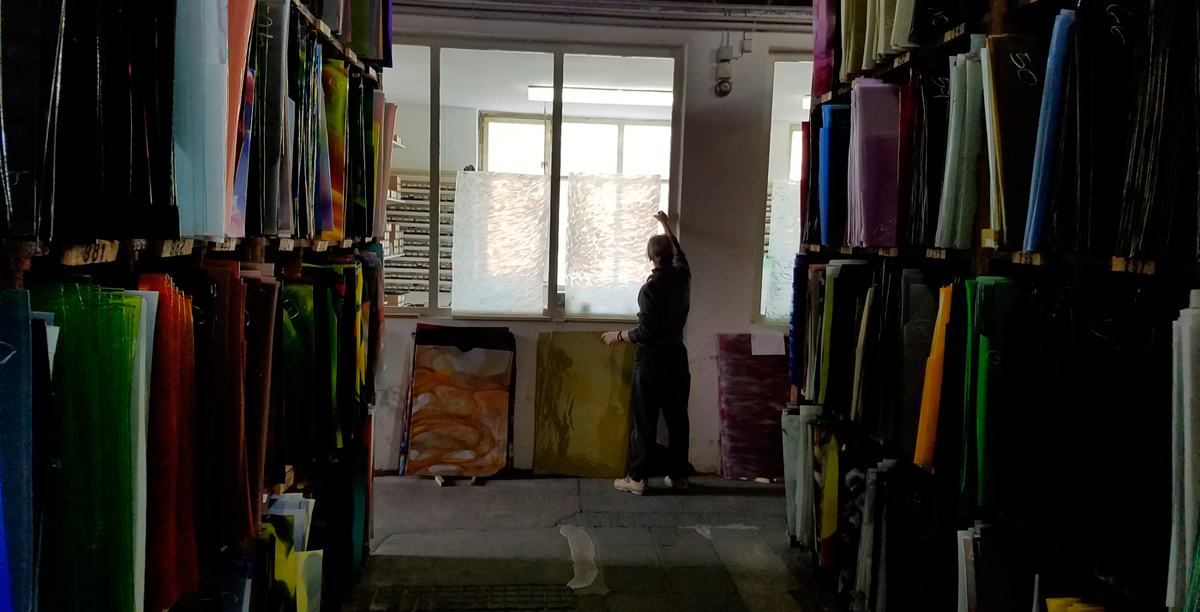 Finished sheets are inspected for quality.