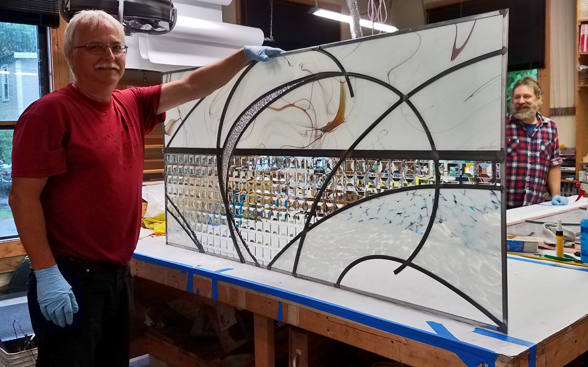 A finished window, ready for crating and shipping.