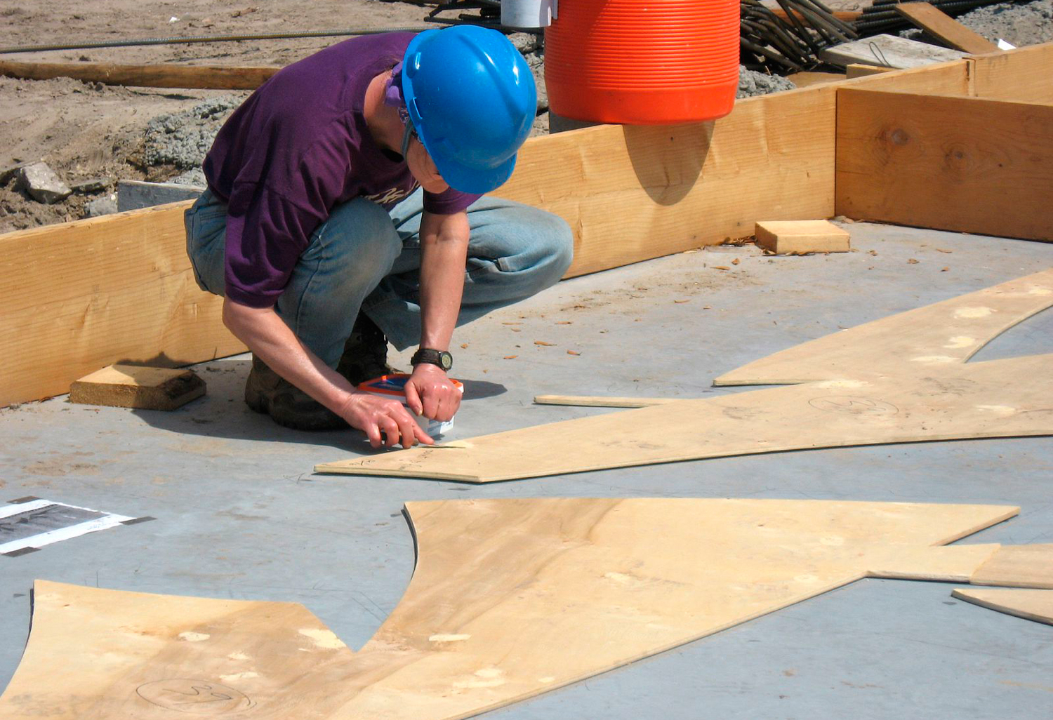 Templates for those shapes are laid out inside tilt-up frame.