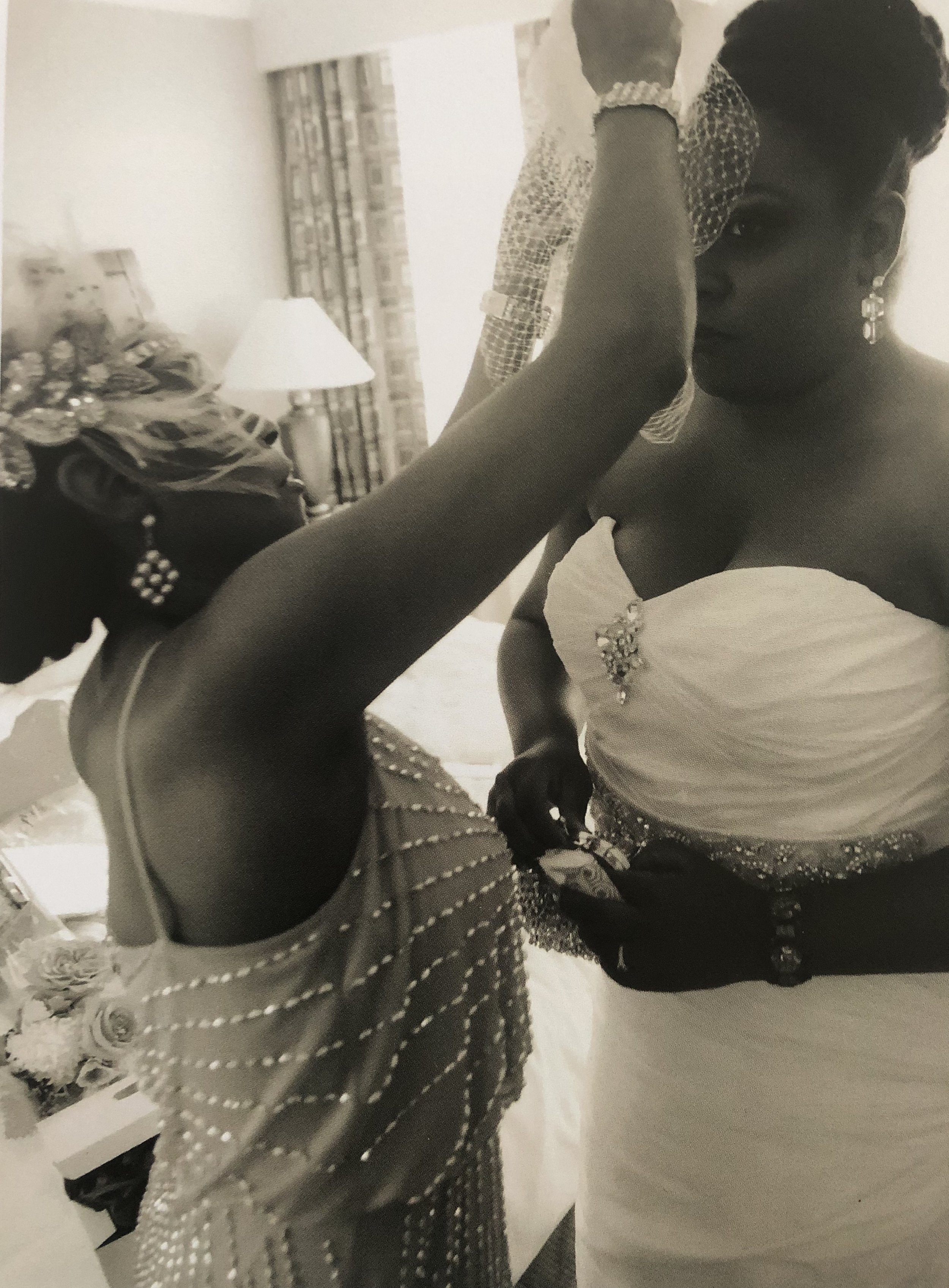 My momma wanted to get my veil just right before I walked down the aisle.