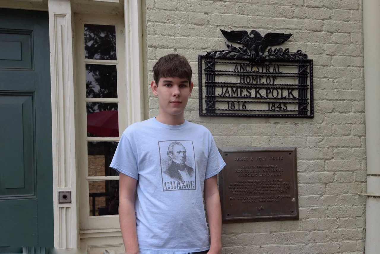 Aidan at the James K. Polk Ancestral Home