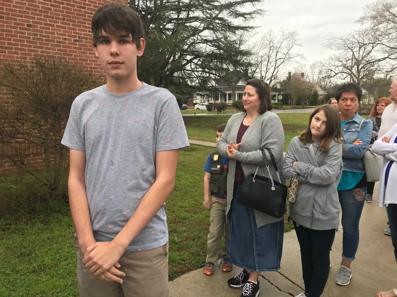 Waiting in line to go through the Secret Service. When we arrived at 9 a.m. there was maybe about 20 other people with us. We thought that maybe we didn’t need to get here so early!