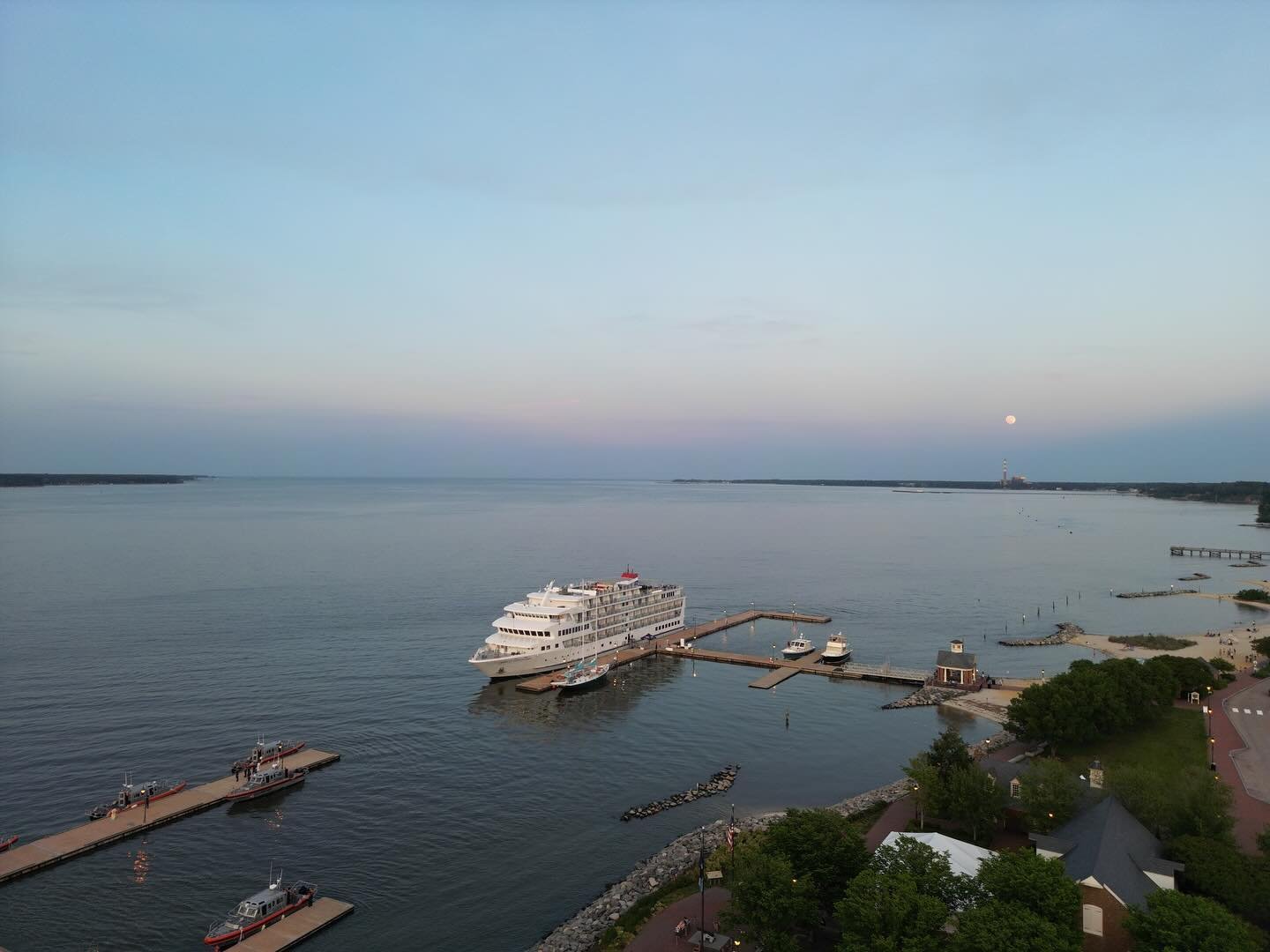 Moonrise over historic Yorktown Virginia