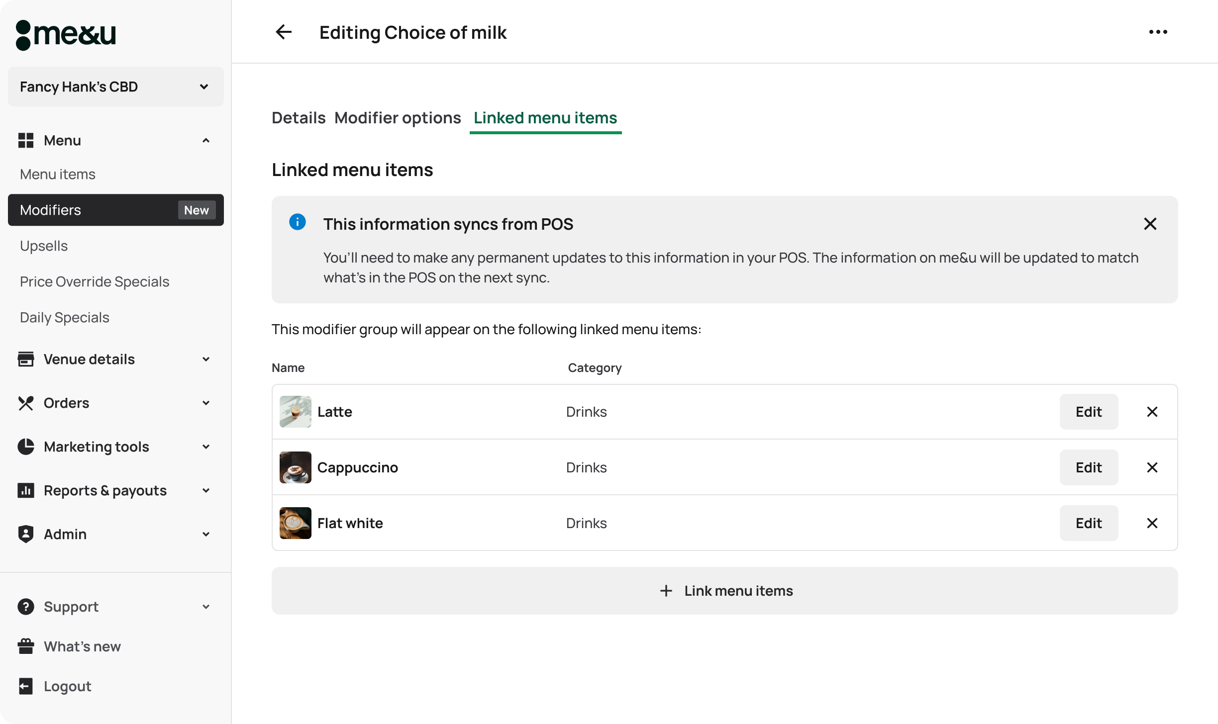 Menu items - POS Sync - Infobar.png