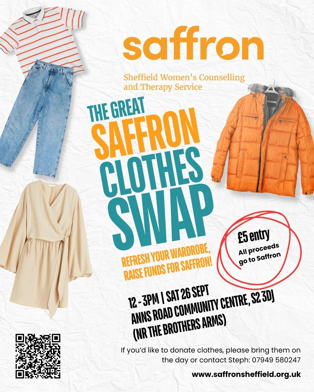 👗 THE GREAT SAFFRON CLOTHES SWAP! 👚
Fancy a wardrobe refresh without spending a fortune? Come along to The Great Saffron Clothes Swap and find some new-to-you favourites while raising funds for a brilliant local cause. 
📅 Saturday 26th September
⏰