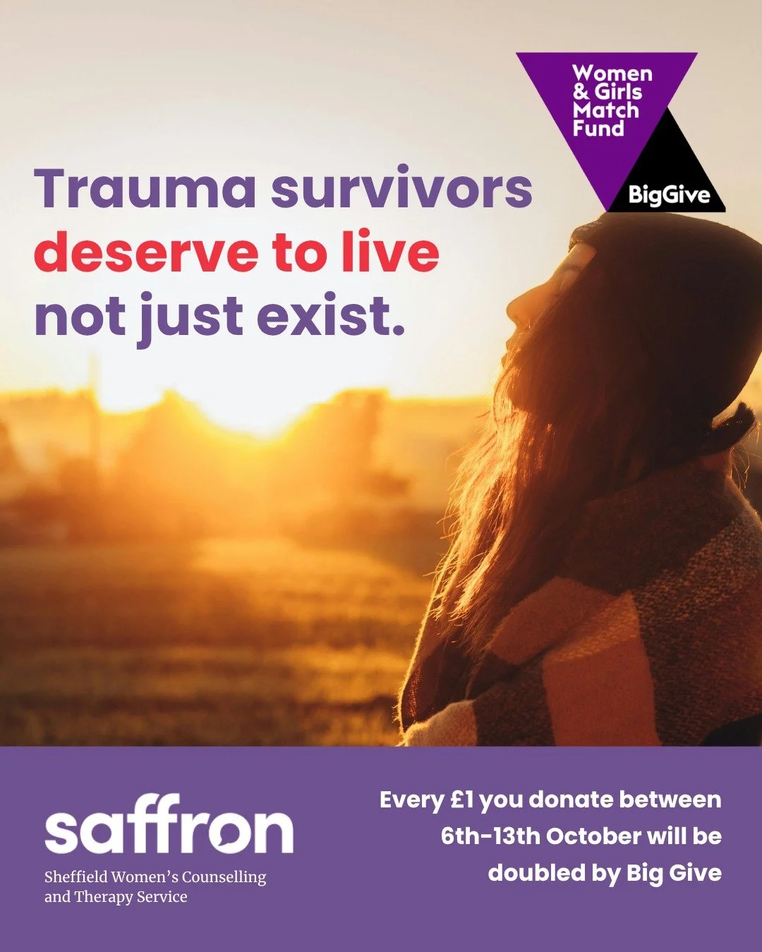Through the Big Give Women &amp; Girls Fund, every donation you give before midday Tuesday 13th October will be doubled. Right now, we&rsquo;re 39% of the way to our goal, &pound;4,600 short of unlocking every pound of the Big Give&rsquo;s matched fu
