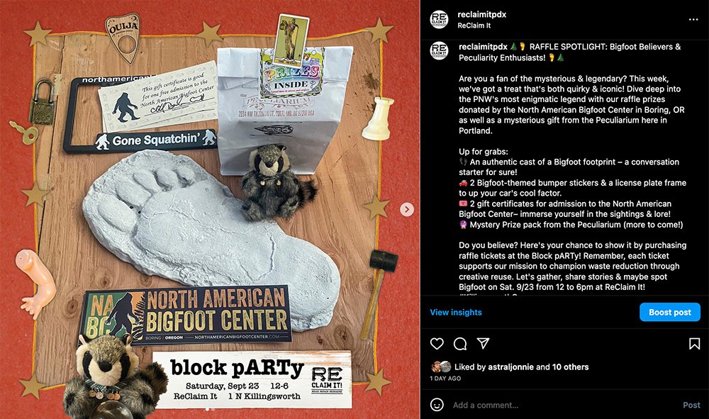 Social Media Post about Raffle Prizes