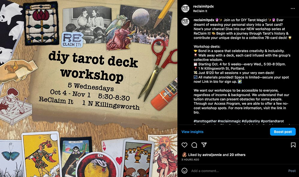 Social Media Post Promoting Workshop Registrations