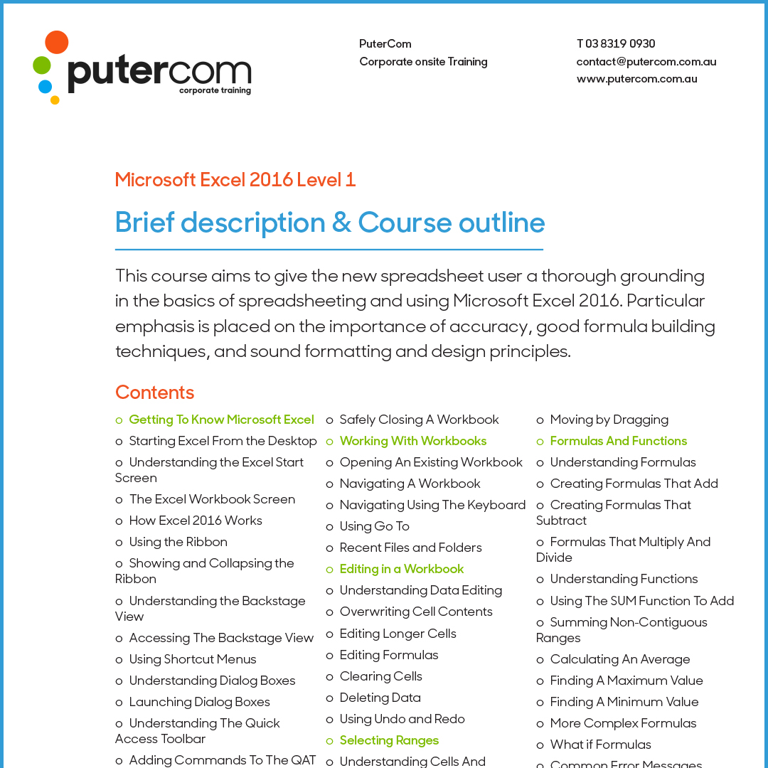 Level 1 Outline